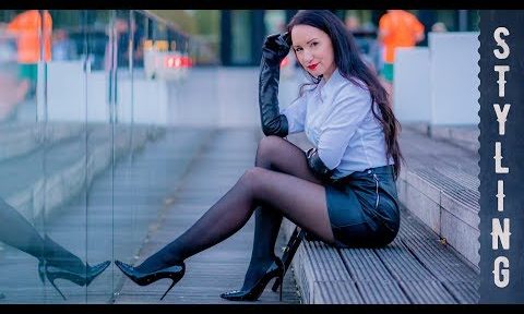 LEATHER GLOVES & LEATHER SKIRT – evening outfit