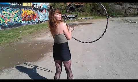 Ivy and the Hoola Hoop in Mini Skirt and Black Tights/Pantyhose