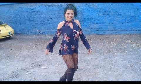 Abby Dancing in a Car Park in Downtown Asheville in Fishnet Tights/Pantyhose