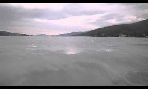 Bicycle riding on the lake George ice