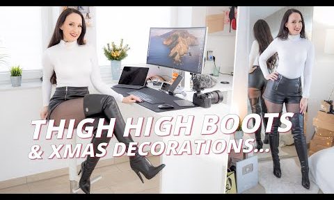 Thigh high boots outfit, black tights/pantyhose – XMas – Vanessa Pur in over the knee boots