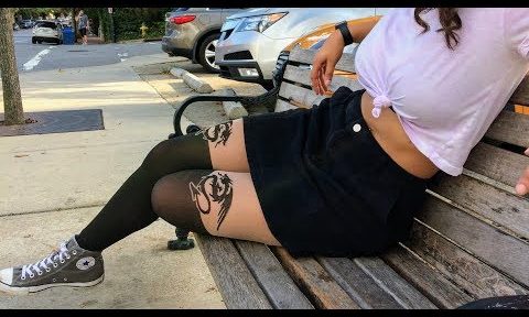 Trinidee wearing the Black Heart Dragon Tights/Pantyhose from Hot Topic