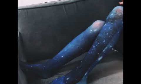Sexy woman wear stars graffiti pantyhose