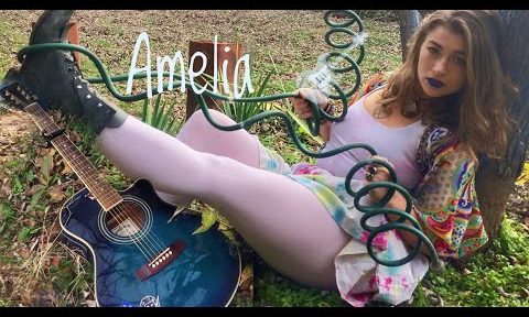 The return of Amelia in White Tights/Pantyhose playing a song on the Guitar for Ya!