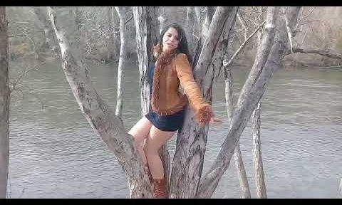 Abby in the trees in Tan Pantyhose/Tights