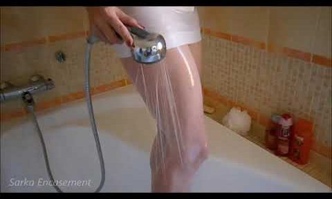 Wetlook white pantyhose