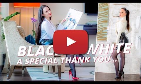VINYL MINI SKIRT, BLACK TIGHTS – Long legs and high heels – Tights OOTD – Calendar 2020 VANESSA PUR
